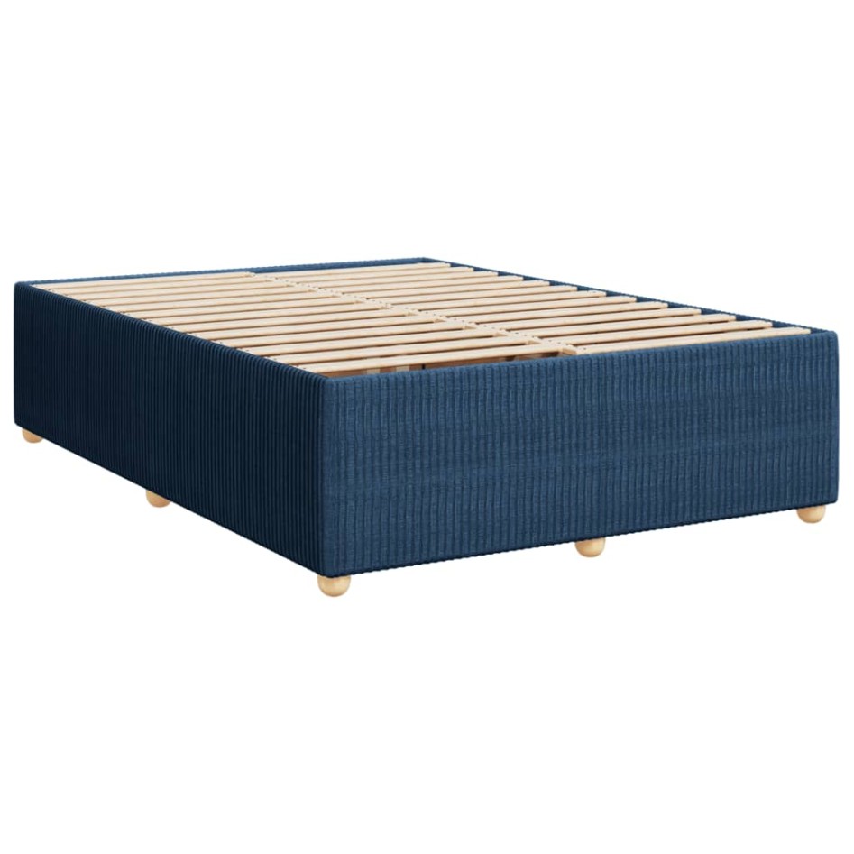 Cama box spring con colchón tela azul 140x200