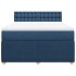Cama box spring con colchón tela azul 140x200