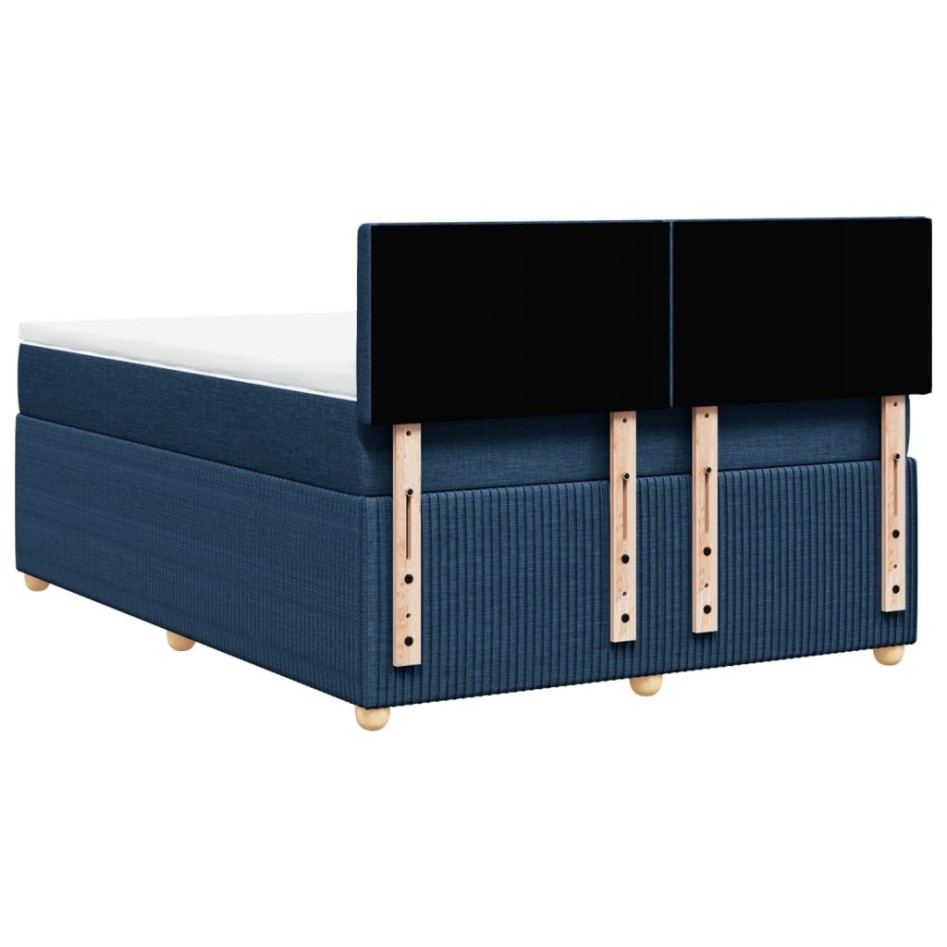 Cama box spring con colchón tela azul 140x200