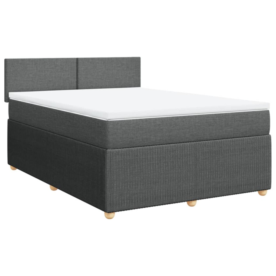 Cama box spring con colchón tela gris oscuro 160x200