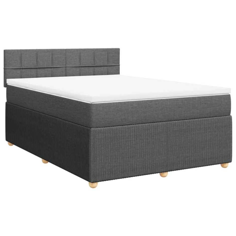Cama box spring con colchón tela gris oscuro 160x200