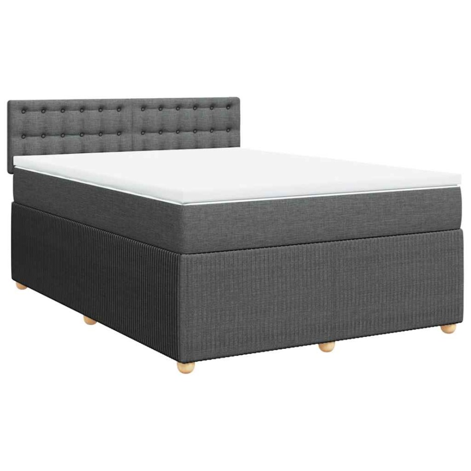 Cama box spring con colchón tela gris oscuro 160x200