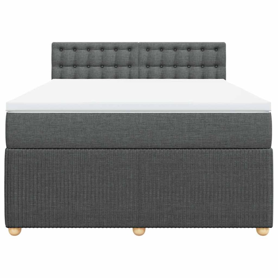 Cama box spring con colchón tela gris oscuro 160x200