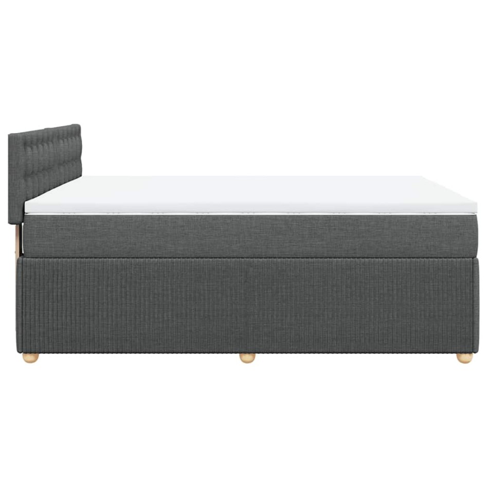 Cama box spring con colchón tela gris oscuro 160x200