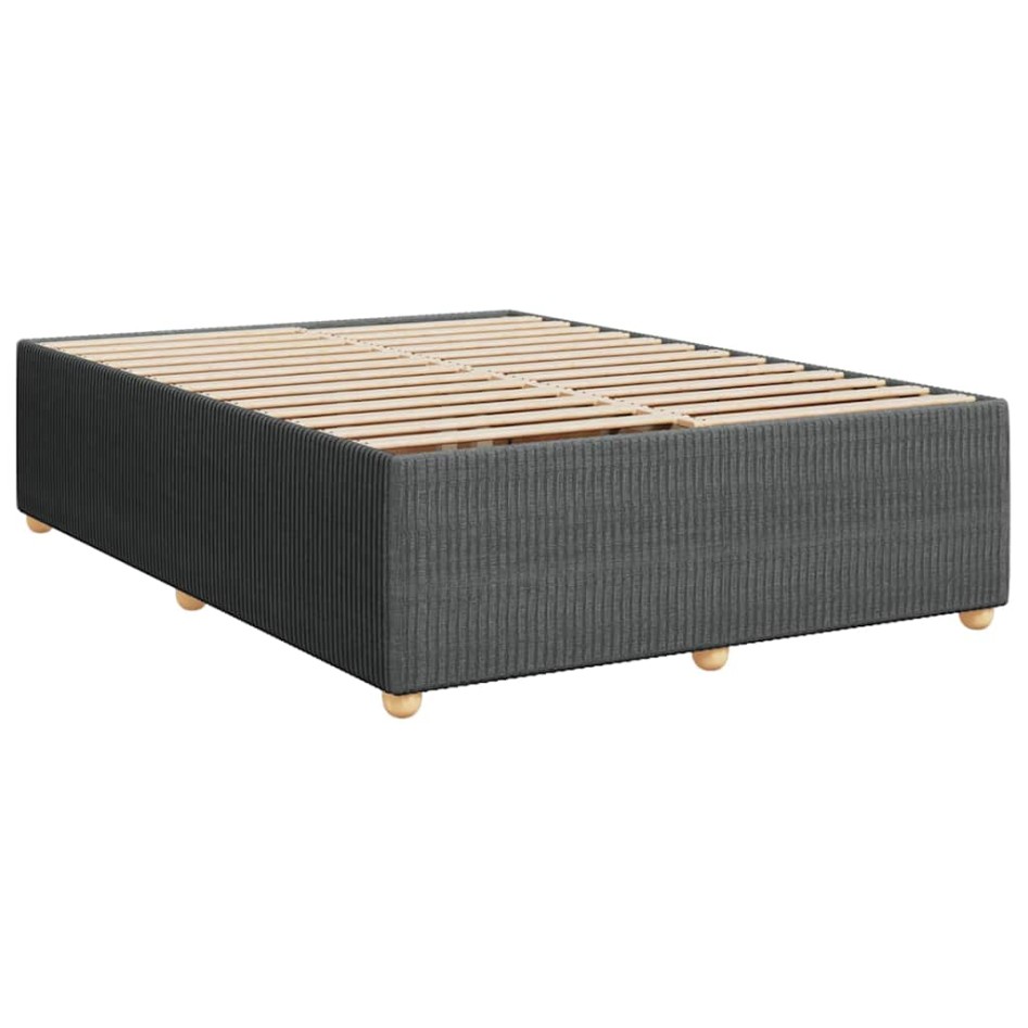 Cama box spring con colchón tela gris oscuro 160x200