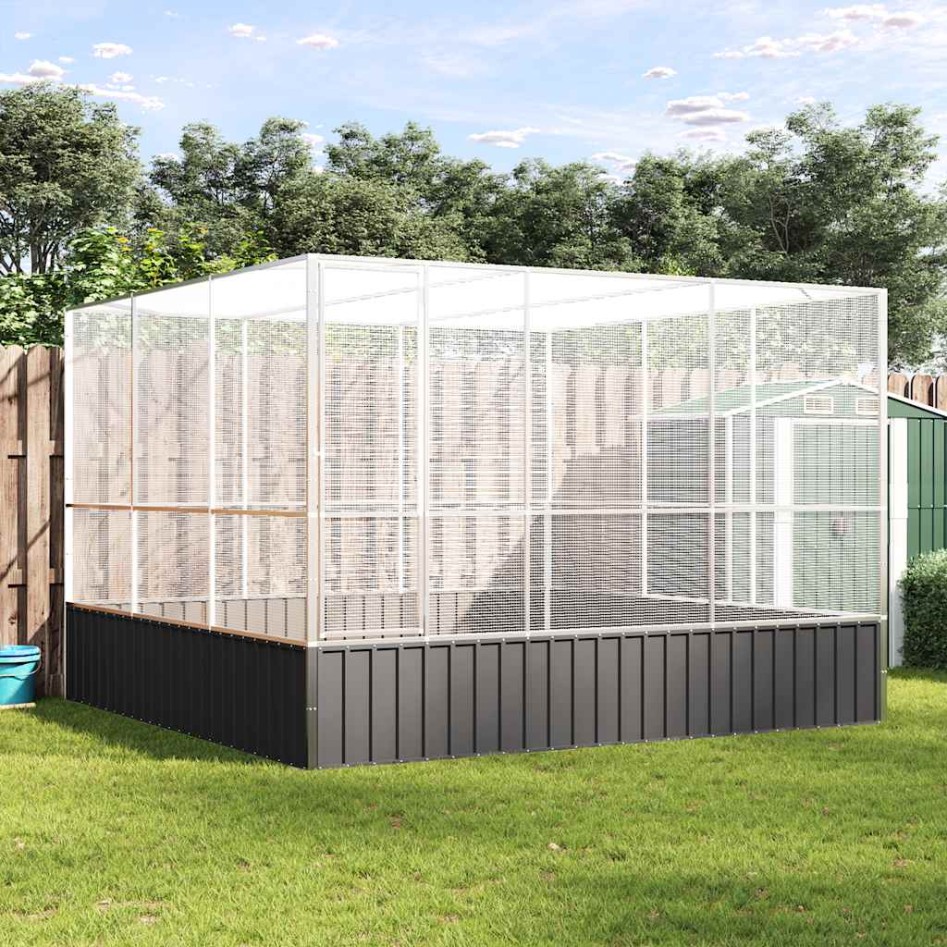 Pajarera de acero color plateado 311x307x212