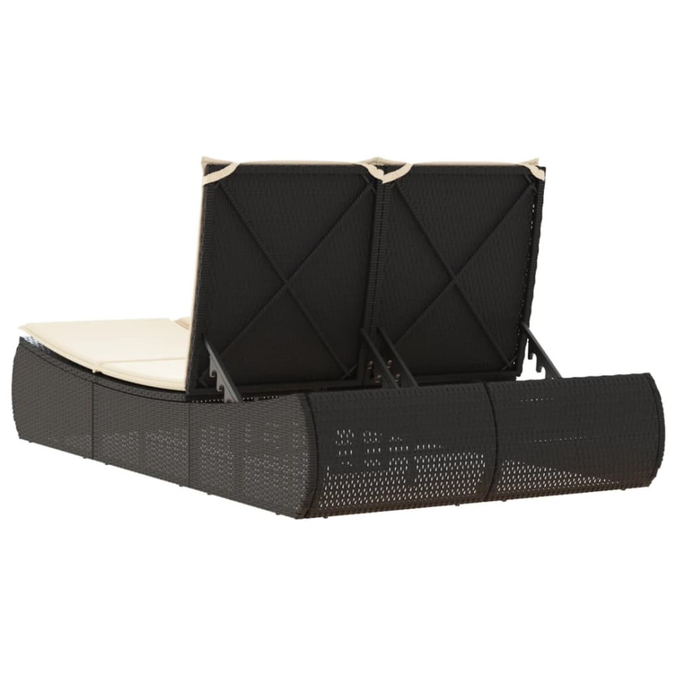 Tumbona doble con cojines ratán sintético