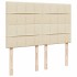Cama box spring con colchón tela color crema 140x190