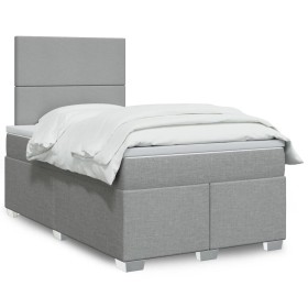 Cama box spring con colchón tela gris claro 120x200