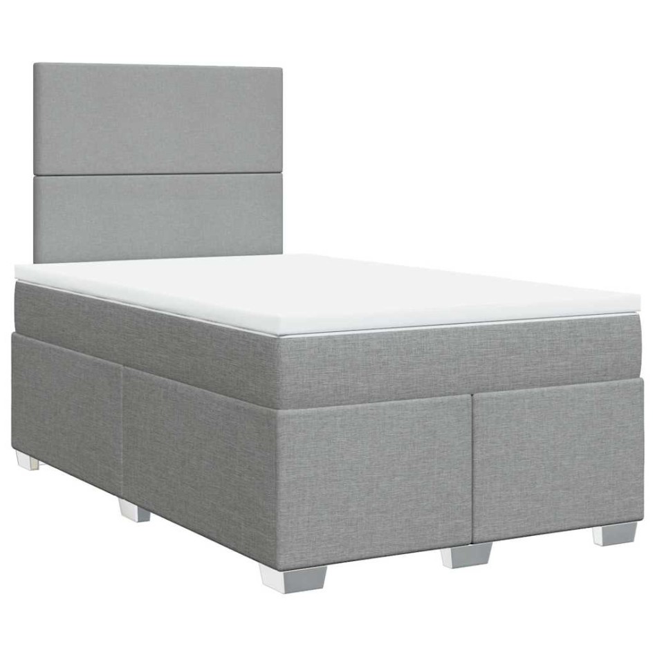 Cama box spring con colchón tela gris claro 120x200