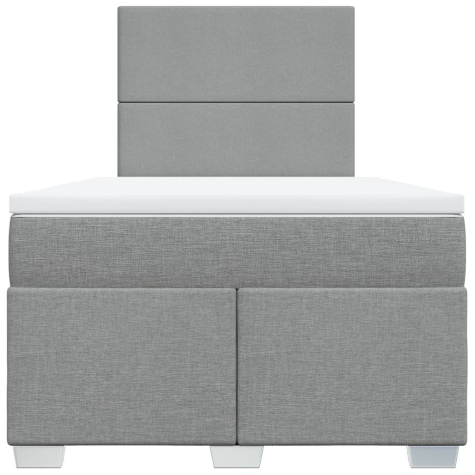 Cama box spring con colchón tela gris claro 120x200