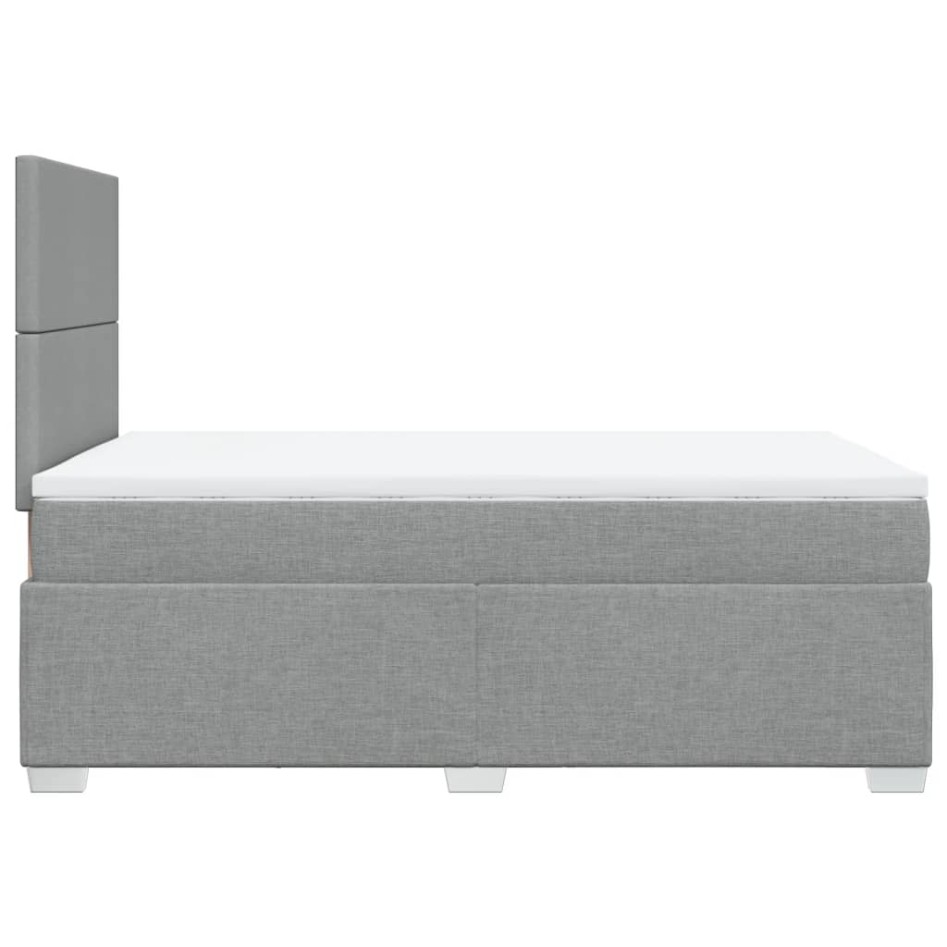 Cama box spring con colchón tela gris claro 120x200