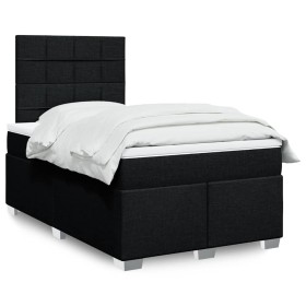 Cama box spring con colchón tela negro 120x200