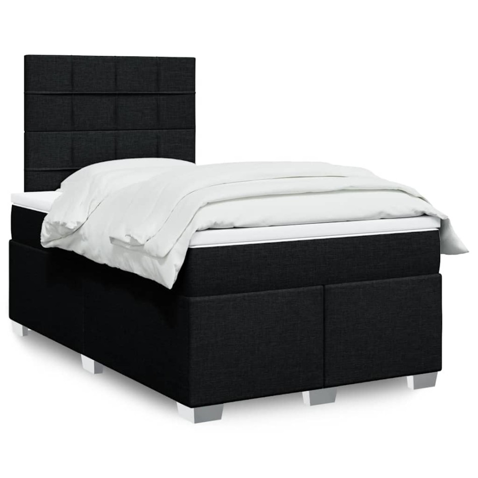 Cama box spring con colchón tela negro 120x200