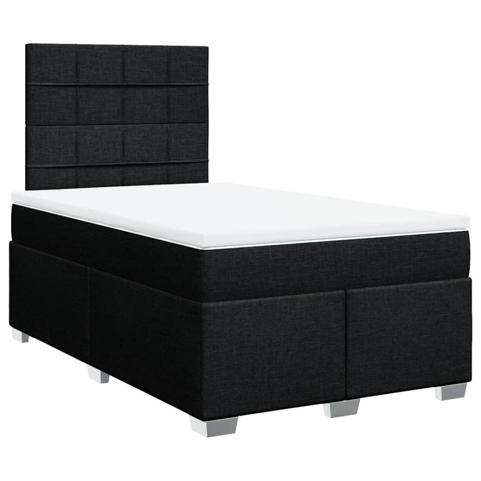 Cama box spring con colchón tela negro 120x200