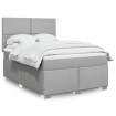 Cama box spring con colchón tela gris claro 140x190 cm
