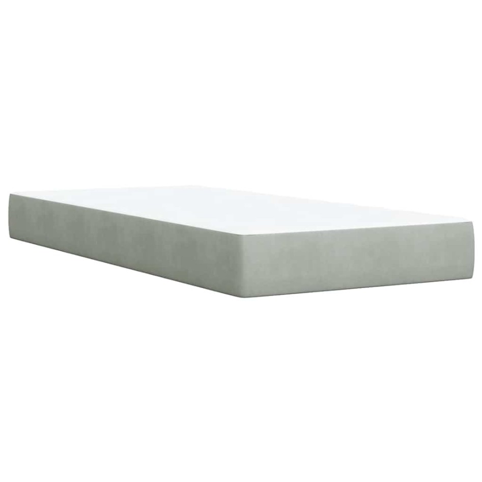 Cama box spring con colchón terciopelo gris claro 100x200