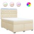 Cama box spring con colchón tela color crema 140x190