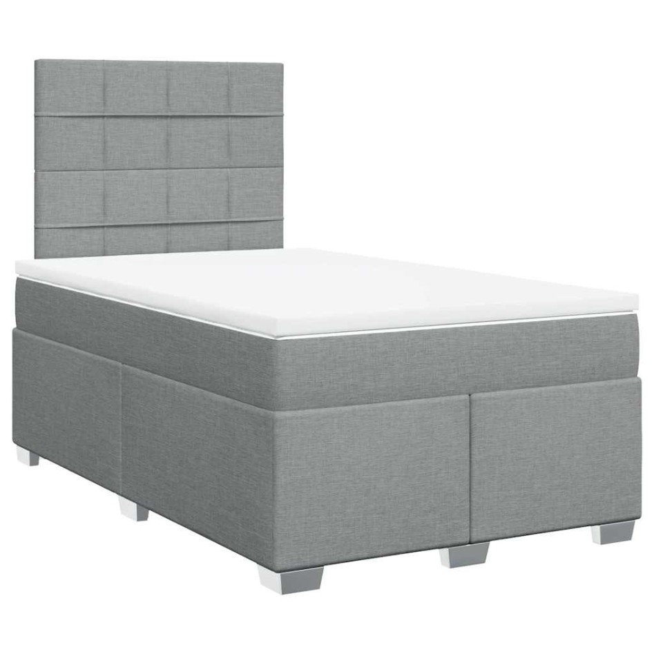 Cama box spring con colchón tela gris claro 120x200