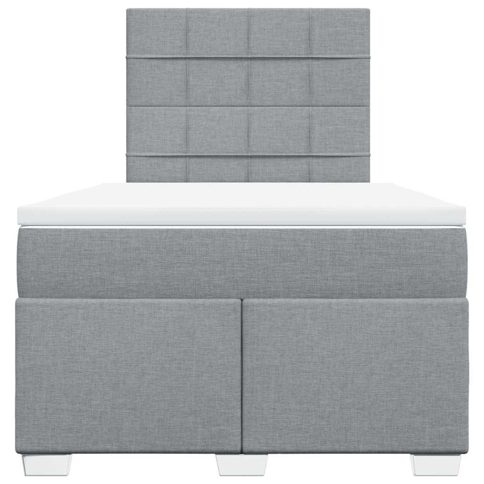 Cama box spring con colchón tela gris claro 120x200