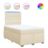 Cama box spring con colchón tela color crema 120x200
