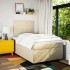 Cama box spring con colchón tela color crema 120x200