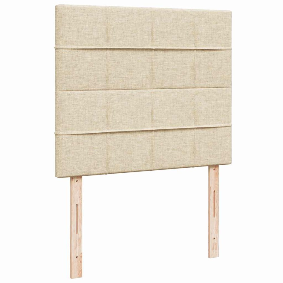 Cama box spring con colchón tela color crema 120x200