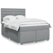 Cama box spring con colchón tela gris claro 140x190 cm