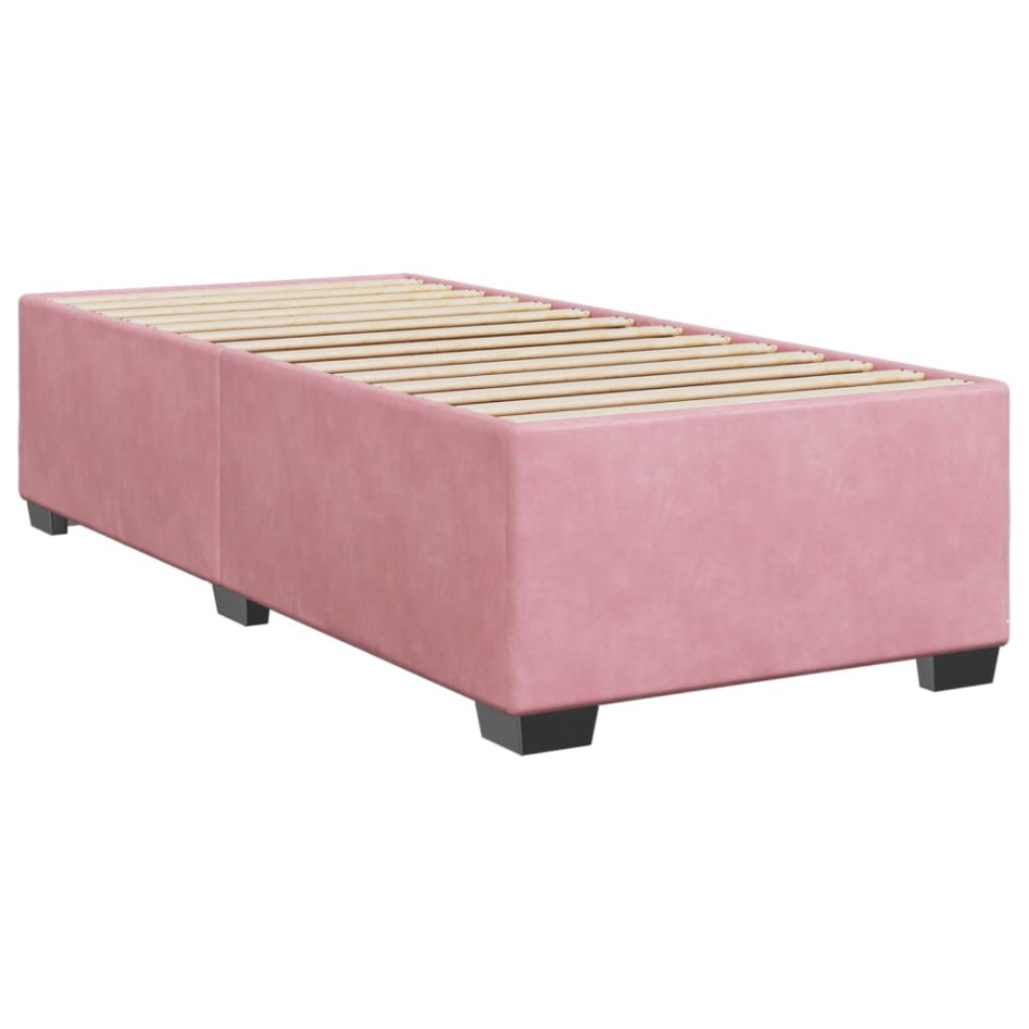 Cama box spring con colchón terciopelo rosa 90x200