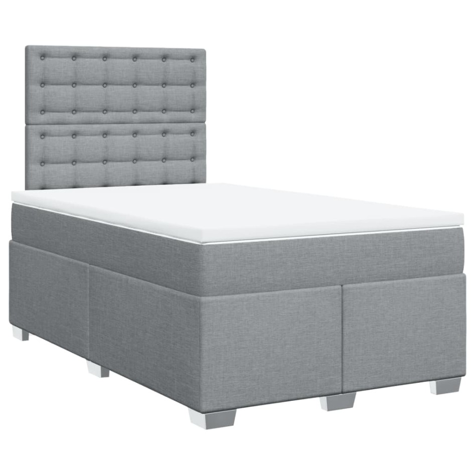 Cama box spring con colchón tela gris claro 120x200
