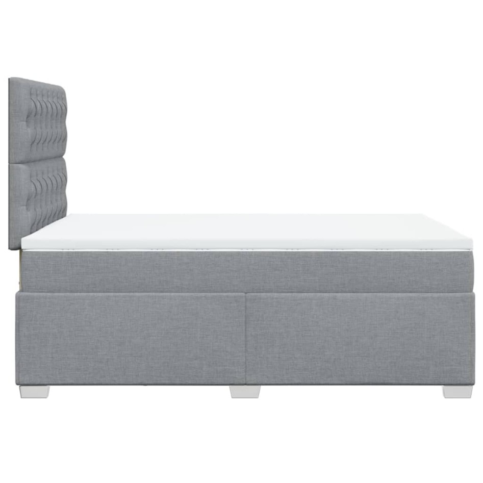 Cama box spring con colchón tela gris claro 120x200