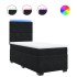 Cama box spring con colchón cuero sintético negro 90x190