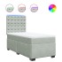 Cama box spring con colchón terciopelo gris claro 80x200