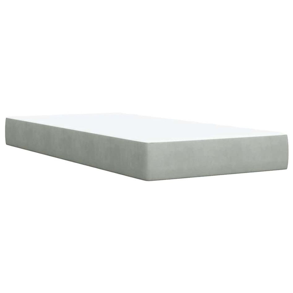 Cama box spring con colchón terciopelo gris claro 80x200