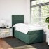 Cama box spring con colchón terciopelo verde oscuro 90x190
