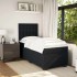 Cama box spring con colchón terciopelo negro 80x200