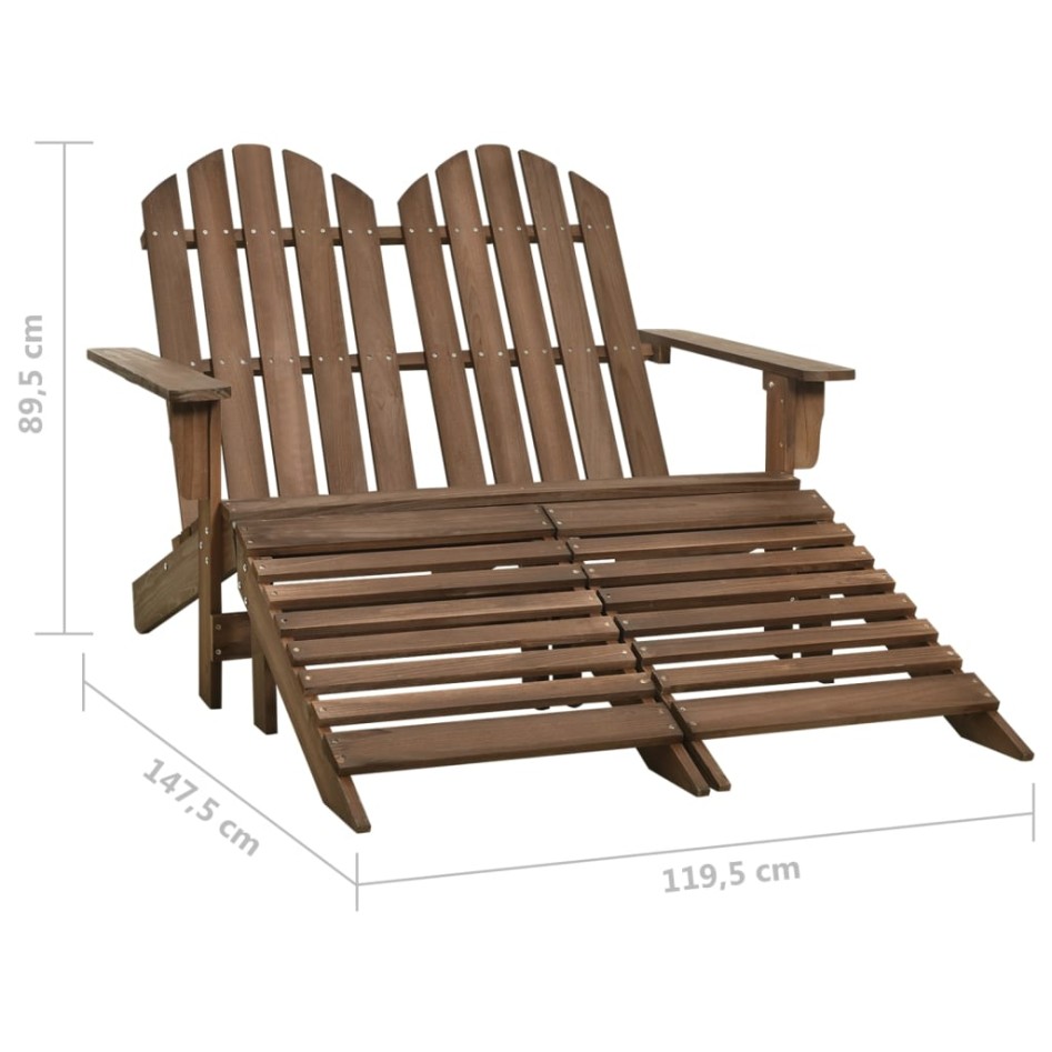 Otomana Adirondack de jardín 2 plazas madera de abeto