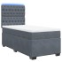 Cama box spring con colchón terciopelo gris oscuro 80x200