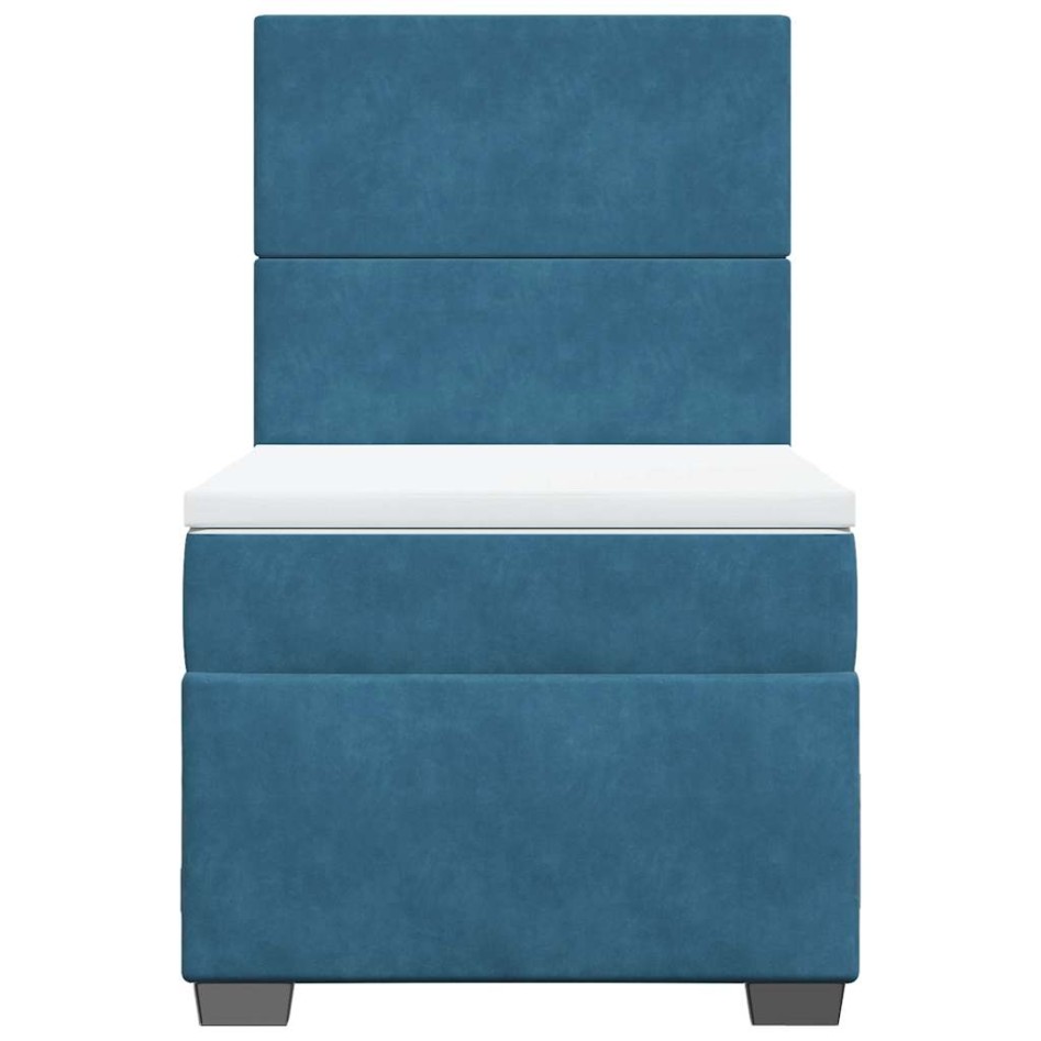 Cama box spring con colchón terciopelo azul oscuro 80x200