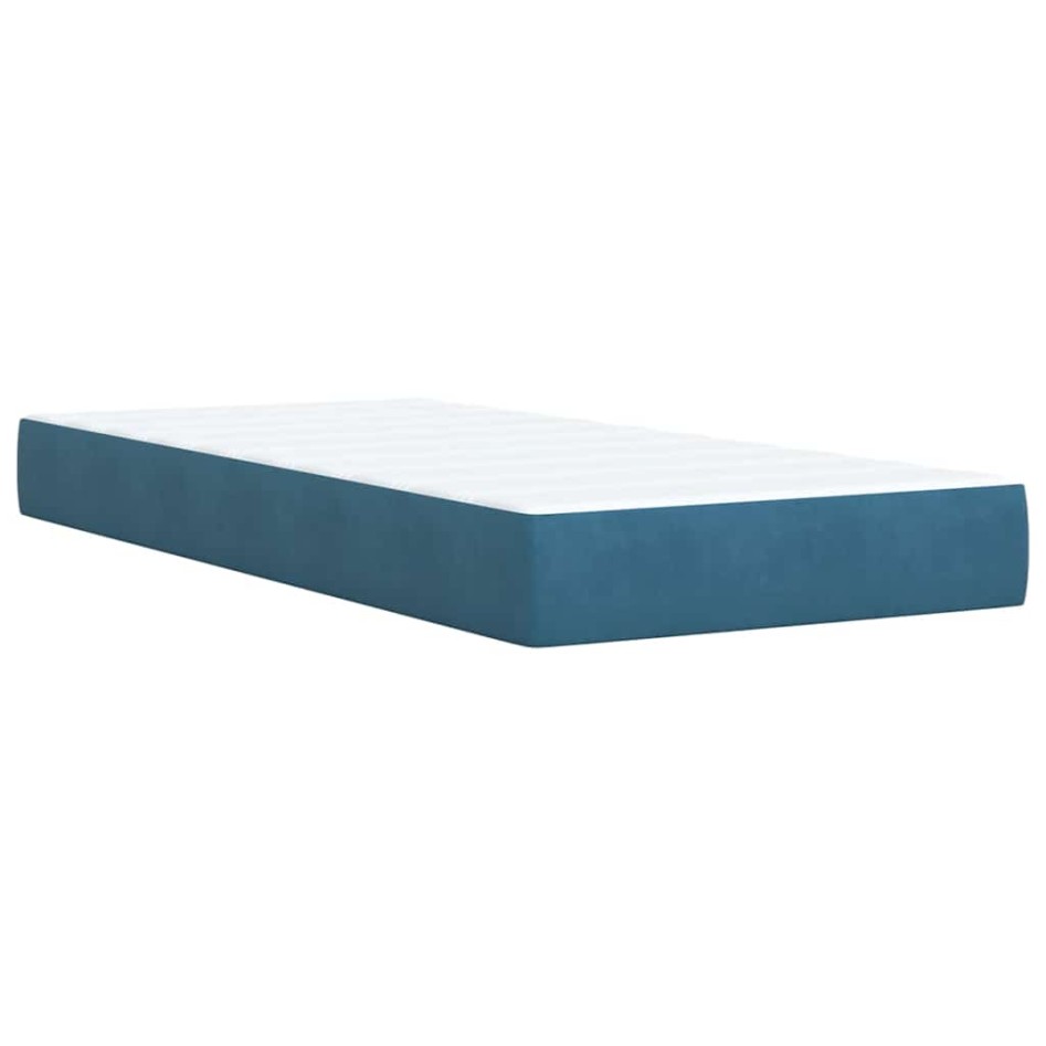 Cama box spring con colchón terciopelo azul oscuro 80x200