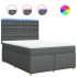 Cama box spring con colchón tela gris oscuro 140x190