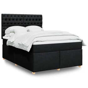 Cama box spring con colchón tela negro 140x190