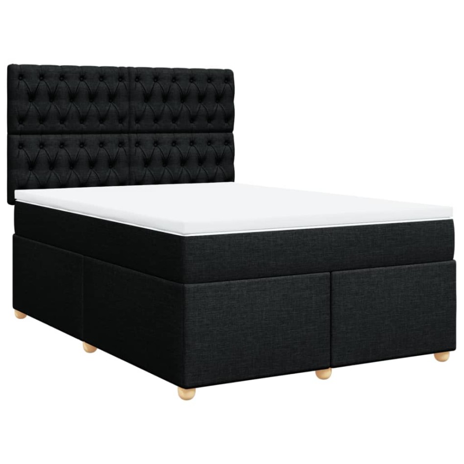Cama box spring con colchón tela negro 140x190