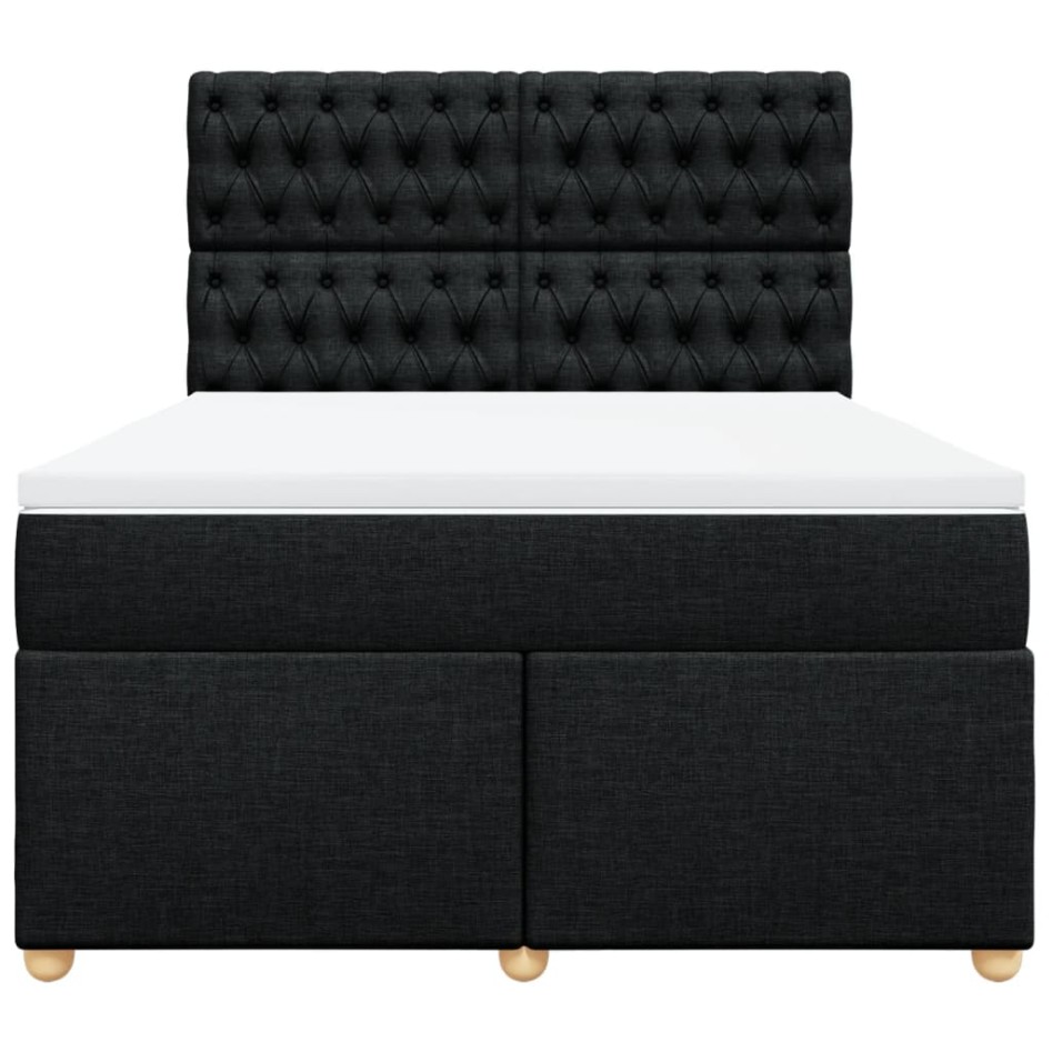 Cama box spring con colchón tela negro 140x190