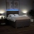 Cama box spring con colchón tela gris taupe 140x200