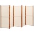 Biombo divisor de 5 paneles blanco crema 350x180