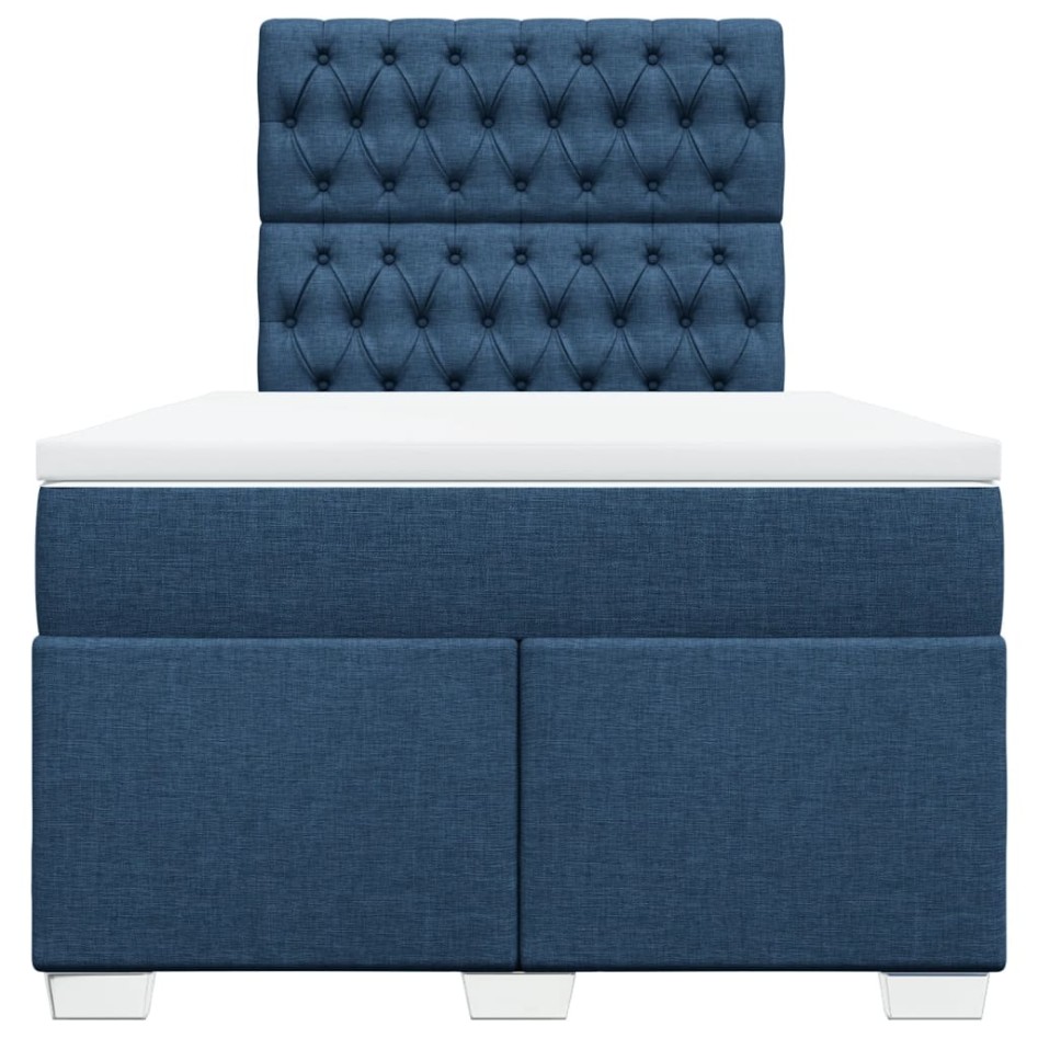 Cama box spring con colchón tela azul 120x190