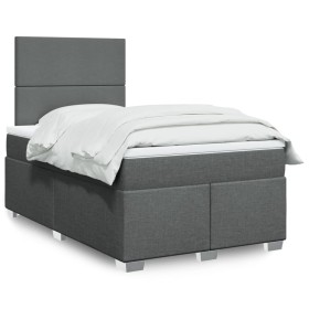 Cama box spring con colchón tela gris oscuro 120x200