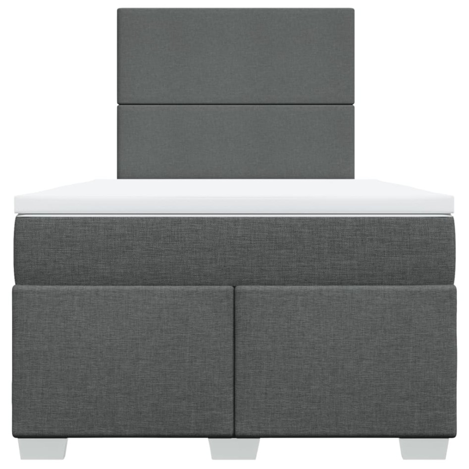 Cama box spring con colchón tela gris oscuro 120x200