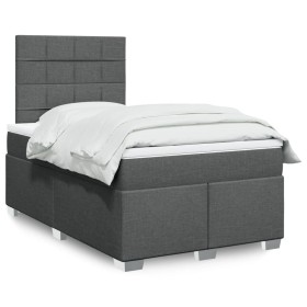 Cama box spring con colchón tela gris oscuro 120x200